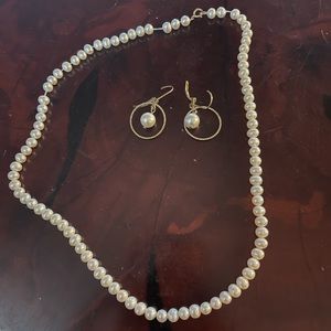 Faux pearl necklace and earrings set